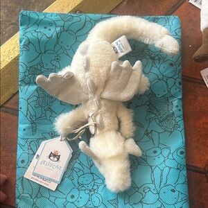 Snow dragon Plush Dragon Keyring with Silver Accents